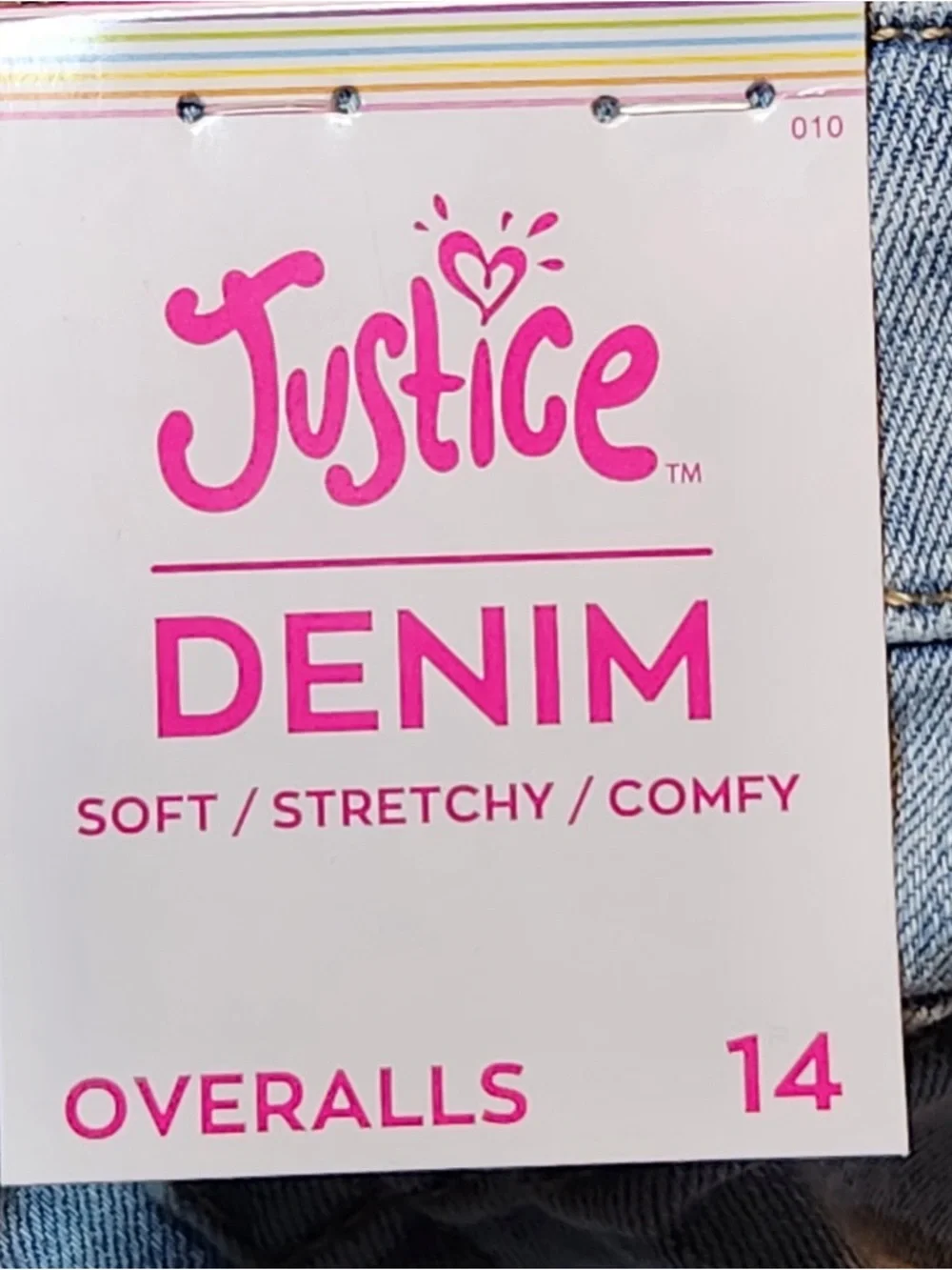 NWT Justice Girls Light Blue Denim Overalls with Some Distressing Casual Classic